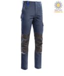 Two tone multi pocket trousers, refractive piping below the knee. Color dark grey
 PPLND02203.BLA