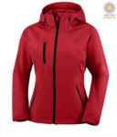 Two layer softshell jacket for women  with hood, waterproof. Color: Red
 JR992204.RO