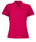 Women short sleeved polo shirt, two matching buttons, navy blue X-CPW455.FU
