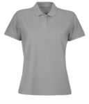 Women short sleeved polo shirt, two matching buttons, color brown  X-CPW455.HG