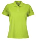 Women short sleeved polo shirt, two matching buttons, color bottle green X-CPW455.LI