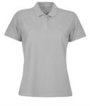 Women short sleeved polo shirt, two matching buttons, color white X-CPW455.PG