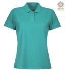 Women short sleeved polo shirt, two matching buttons, color sky blue  X-CPW455.TU