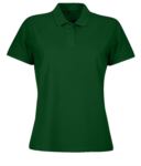Women short sleeved polo shirt, two matching buttons, color real green  X-CPW455.VEB