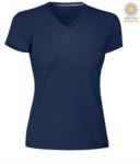 Short sleeve V-neck T-shirt, color navy blue PAV-NECKLADY.BLU