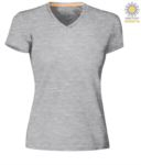 Short sleeve V-neck T-shirt, color melange grey
 PAV-NECKLADY.GRM