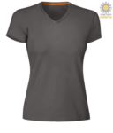 Short sleeve V-neck T-shirt, color smoke PAV-NECKLADY.SM