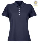 Women short sleeved polo shirt in jersey, navy blue color JR991500.BLU