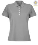 Women short sleeved polo shirt in jersey, military green color JR991507.GRC