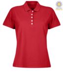 Women short sleeved polo shirt in jersey, red color JR991504.RO