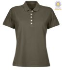 Women short sleeved polo shirt in jersey, military green color JR991508.VEM