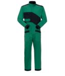 Two-tone overalls, zip fastening and Korean collar, chest pocket and leg pockets, color green and black ROA45007.VE