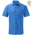 men short sleeved shirt polyester and cotton blue color X-K551.AZC