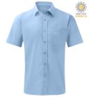 men short sleeved shirt polyester and cotton light blue color X-K551.BS