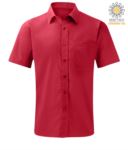 men short sleeved shirt polyester and cotton wine color X-K551.RO