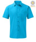 men short sleeved shirt polyester and cotton light blue color X-K551.TUR