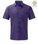 men short sleeved shirt polyester and cotton Purple color X-K551.VI
