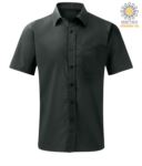 men short sleeved shirt polyester and cotton green color X-K551.ZI