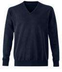 Men V-neck pullover with long sleeves, ribbed neck and cuffs, seamless, cotton and acrylic fabric
 X-R710M.FN