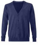 Men V-neck cardigan, classic cut model, ribbed neck and cuffs, central opening, cotton and acrylic fabric X-R715M.DBM
