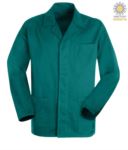green work jacket in sanforized massaua cotton and covered buttons PPSTC03101.VE