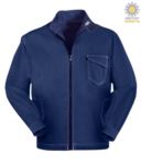 Work jacket with zipper closure. Corea collar with velcro closure, contrasting stitching. Colour Blue 
 PPBGL05110.BL