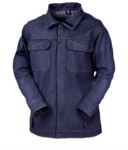 Fireproof jacket, two front and chest pockets, snap opening, rear ventilation system, navy blue. CE certified, EN 11611, EN 11612:2009 COV265.BL
