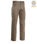 Multi pocket work trousers, contrast stitching 100% Cotton, color beige PP00102110.BE
