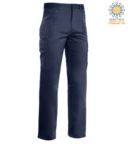 Multi pocket work trousers, contrast stitching 100% Cotton, color blue  PP00102110.BL