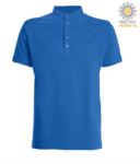 Polo shirt with Korean collar with 5-button closure, royal blue color JR992553.AZ