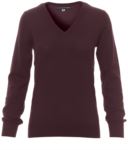 V-neck sweater  for women with ribbed cuffs and waist, color burgundy PABUSINESSLADY.BO