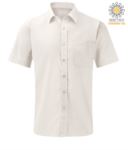men short sleeved shirt polyester and cotton White color X-K551.ANG