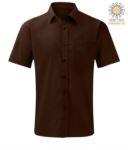 men short sleeved shirt polyester and cotton brown color X-K551.MAK