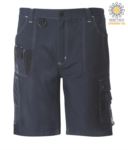 Multi pocket Bermuda shorts with contrasting details and stitching, keychain hook; colour blue/black JR989500.BLU