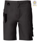 Multi pocket Bermuda shorts with contrasting details and stitching, keychain hook; colour dark grey/black JR989501.GRS