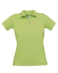 Women short sleeved polo shirt, two matching buttons, color purple X-CPW455.PISTACCHIO