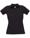 Women short sleeved polo shirt, two matching buttons, navy blue X-CPW455.NERO