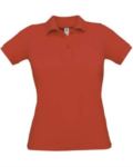 Women short sleeved polo shirt, two matching buttons, navy blue X-CPW455.ROSSO