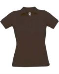 Women short sleeved polo shirt, two matching buttons, color royal blue  X-CPW455.MARRONE
