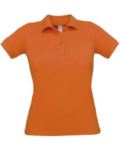 Women short sleeved polo shirt, two matching buttons, color white X-CPW455.PUMPORANGE