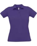 Women short sleeved polo shirt, two matching buttons, color fuchsia X-CPW455.VIOLA