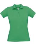 Women short sleeved polo shirt, two matching buttons, color bottle green X-CPW455.KELLYGREEN