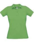 Women short sleeved polo shirt, two matching buttons, color orange X-CPW455.REALGREEN