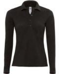 Women Long sleeved polo shirt 100% combed cotton, color navy blue X-CPW456.NE