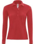 Women Long sleeved polo shirt 100% combed cotton, color white X-CPW456.RO