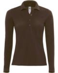 Women Long sleeved polo shirt 100% combed cotton, color black X-CPW456.MA