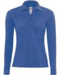 Women Long sleeved polo shirt 100% combed cotton, color navy blue X-CPW456.AZ