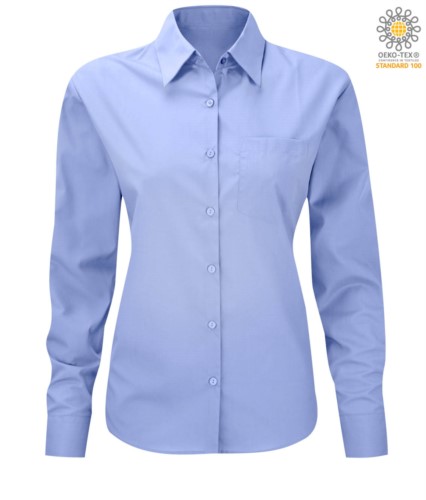 women long sleeved shirt for work uniform Bright Sky color